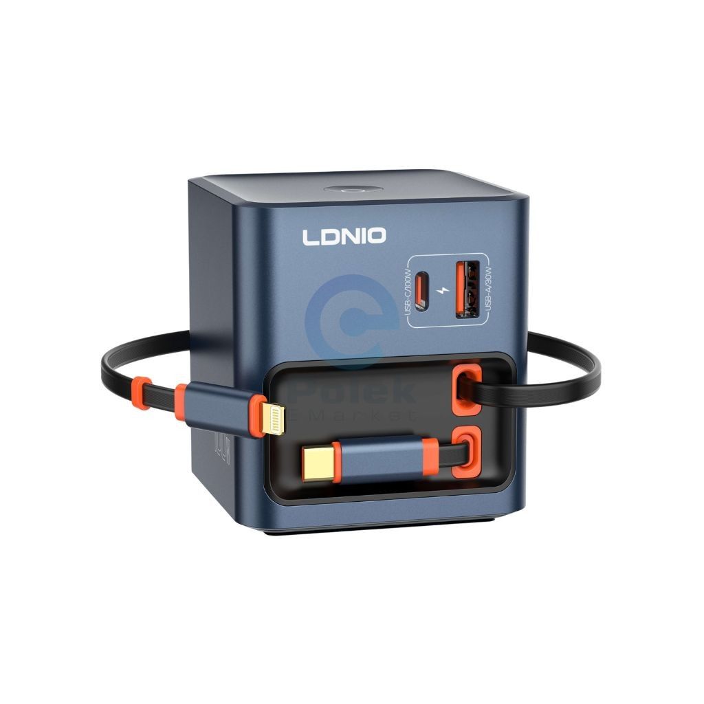 LDNIO Q16 100W GaN Desktop Charging Station with Retractable Cables