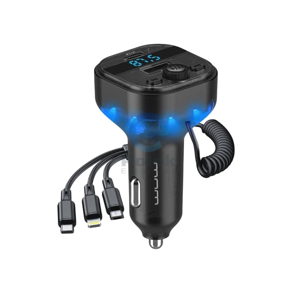 WUW W219 3-in-1 Bluetooth FM Transmitter & Fast Car Charger