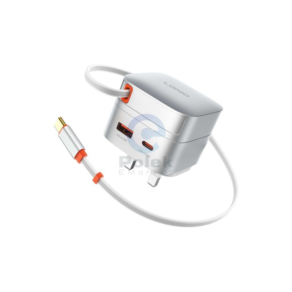 LDNIO Q10 65W GaN Fast Charger with Retractable Type-C Cable