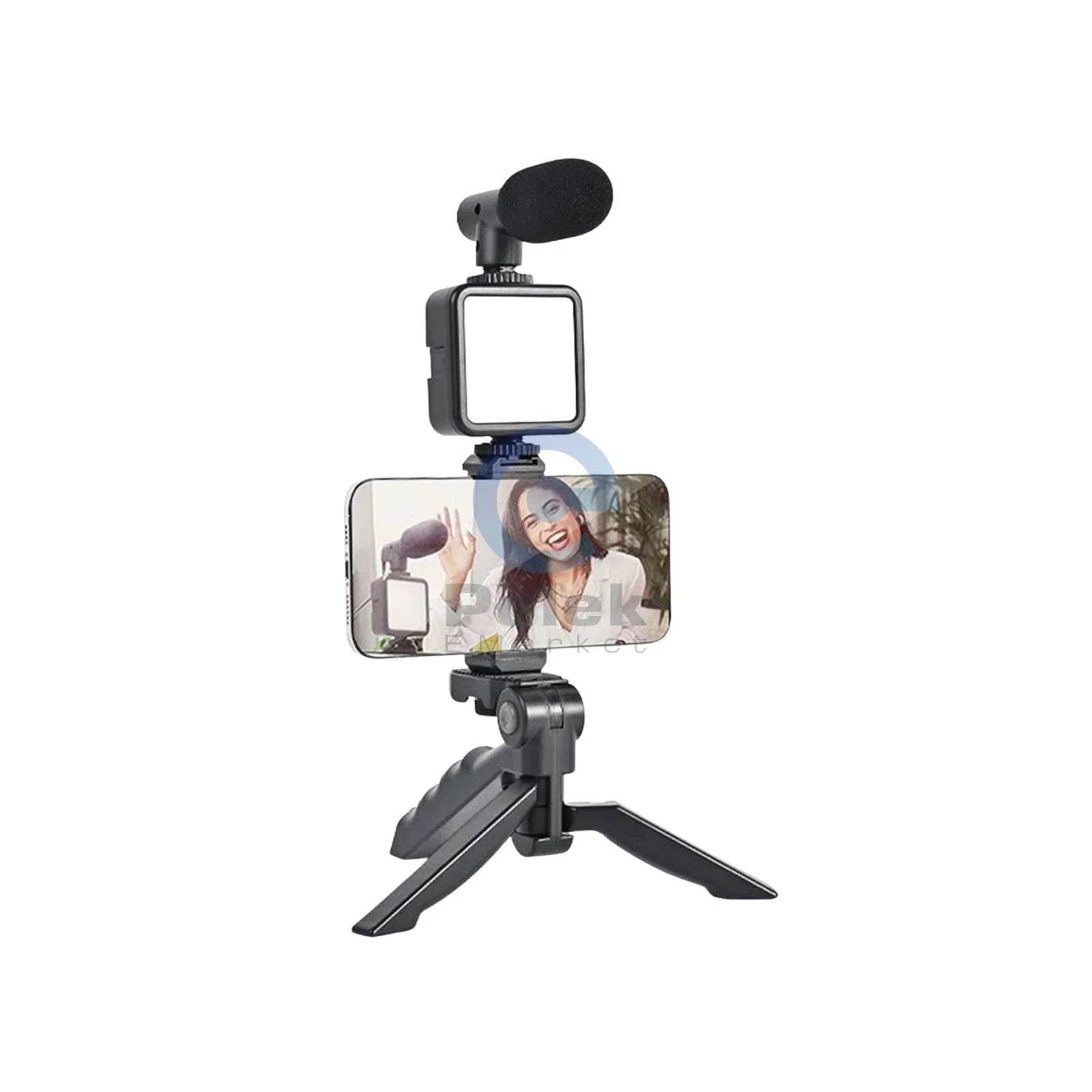 AY-49 Video Making & Vlogging Kit with Mic, LED Light & Tripod