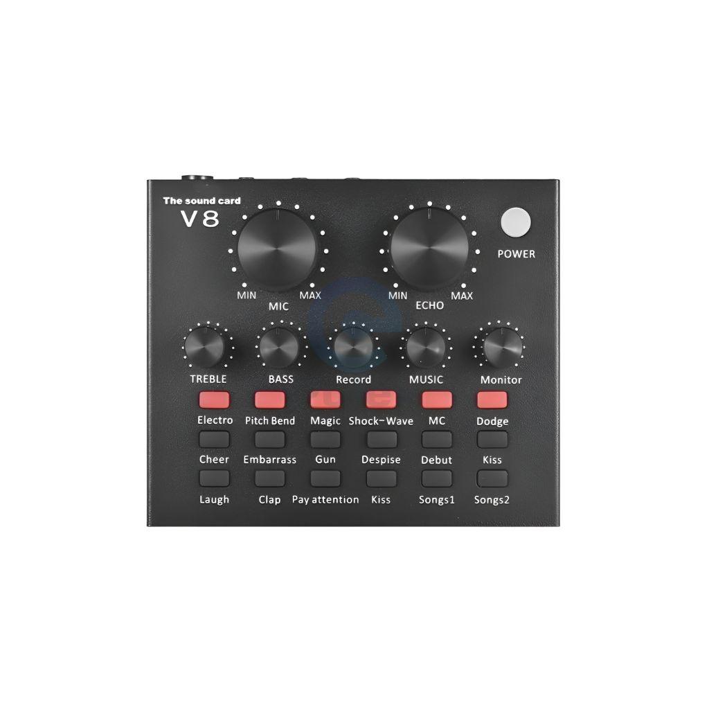 V8 Live JM Multifunction Sound Card Audio Mixer for Streaming & Record