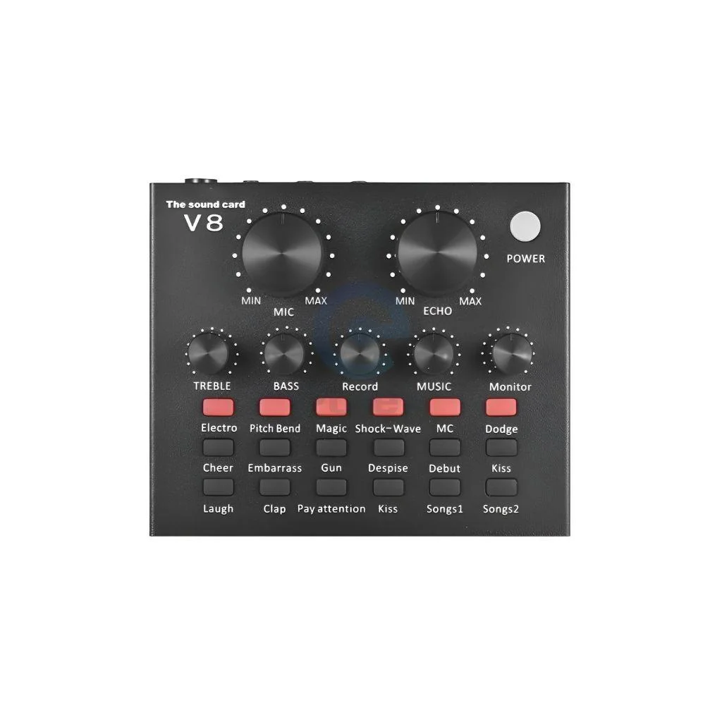 V8 Live JM Multifunction Sound Card Audio Mixer for Streaming & Record