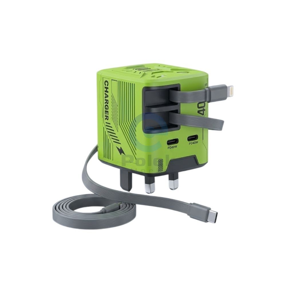 WUW C288 40W GaN Fast Charger with Retractable 2-in-1 Cable